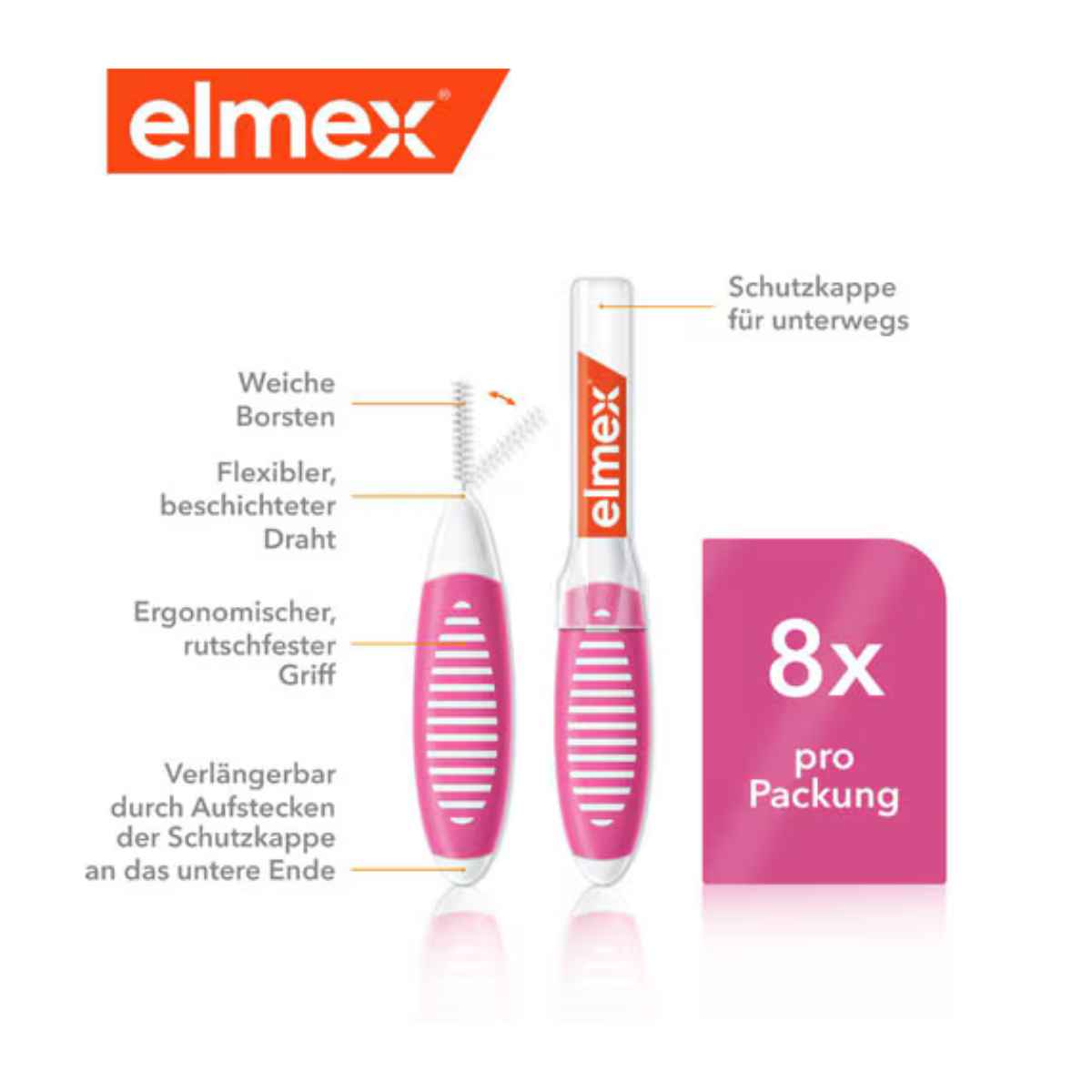 ELMEX Interdentalbürsten 0.4mm pink 8 Stück