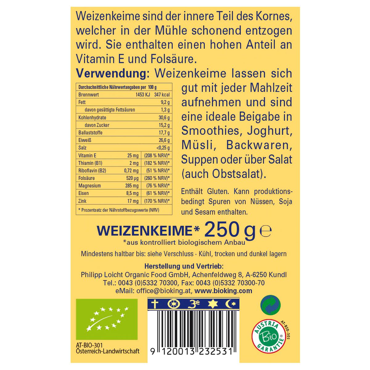 Bioking Weizenkeime 250 g