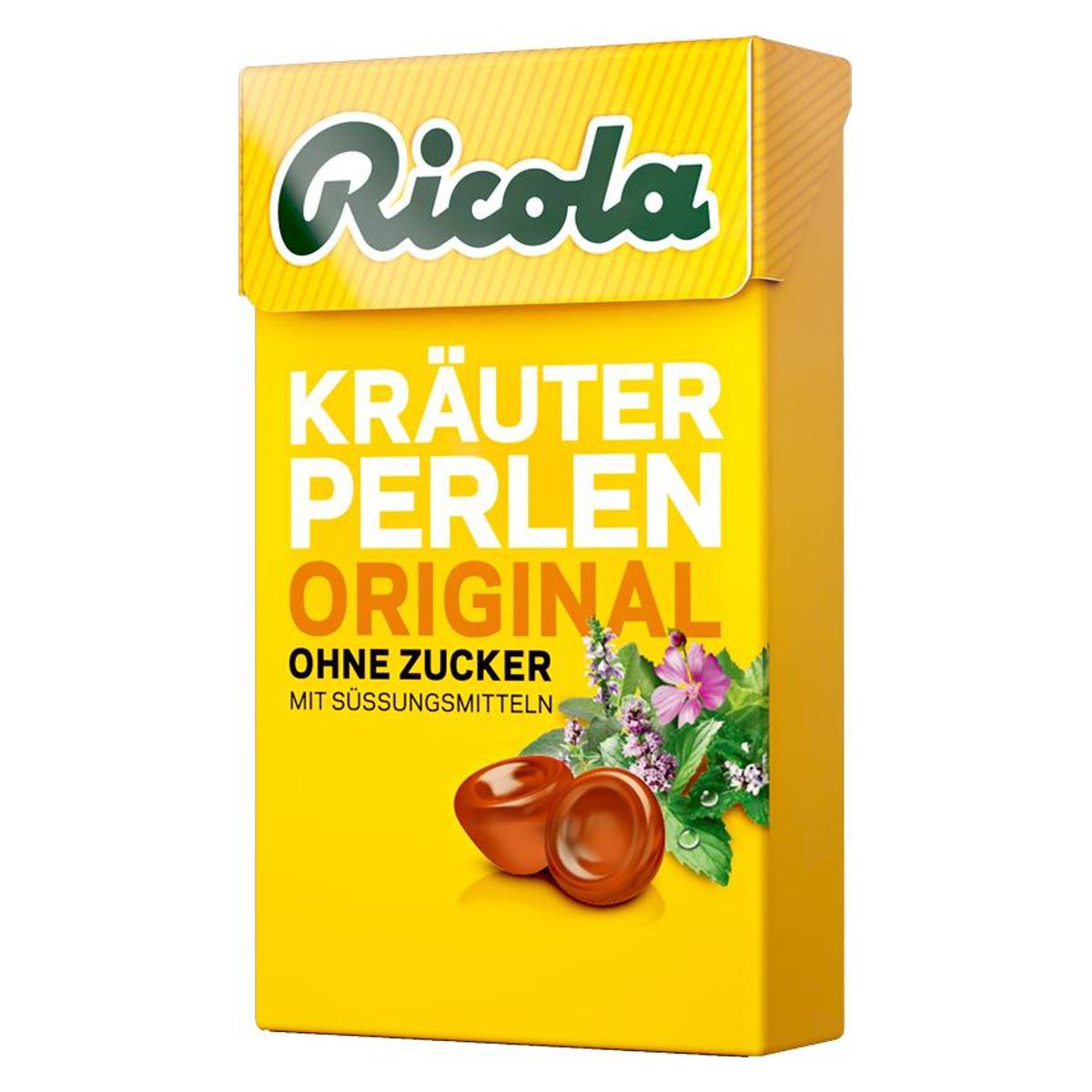 Ricola Kräuter Perlen Original Bonbon ohne Zucker Box 25 g