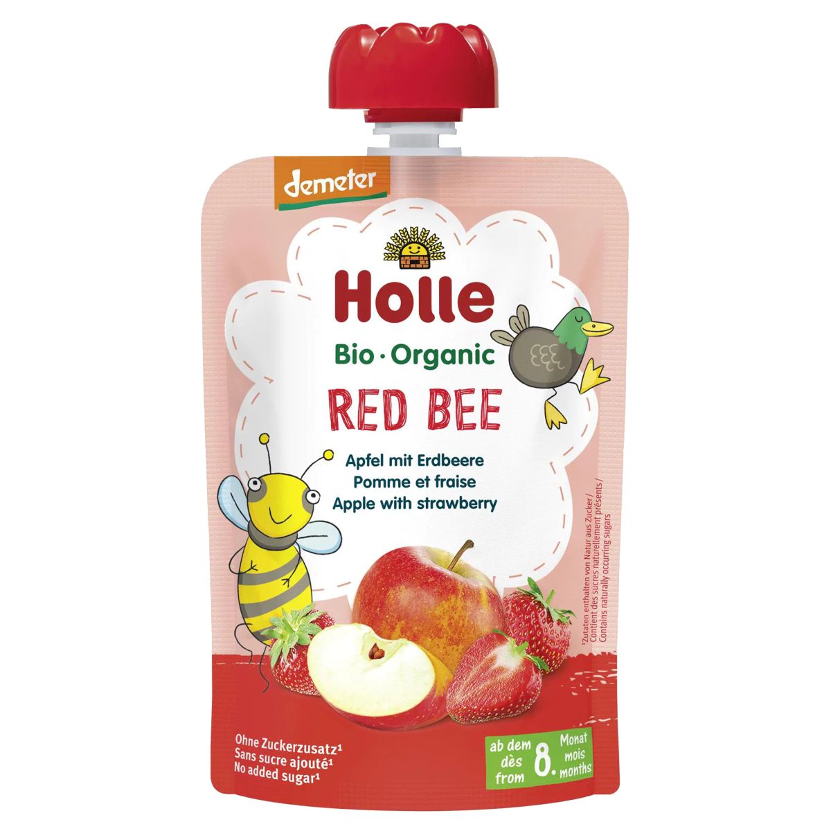 Holle Red Bee Pouchy Apfel Erdbeere 6x 100 g