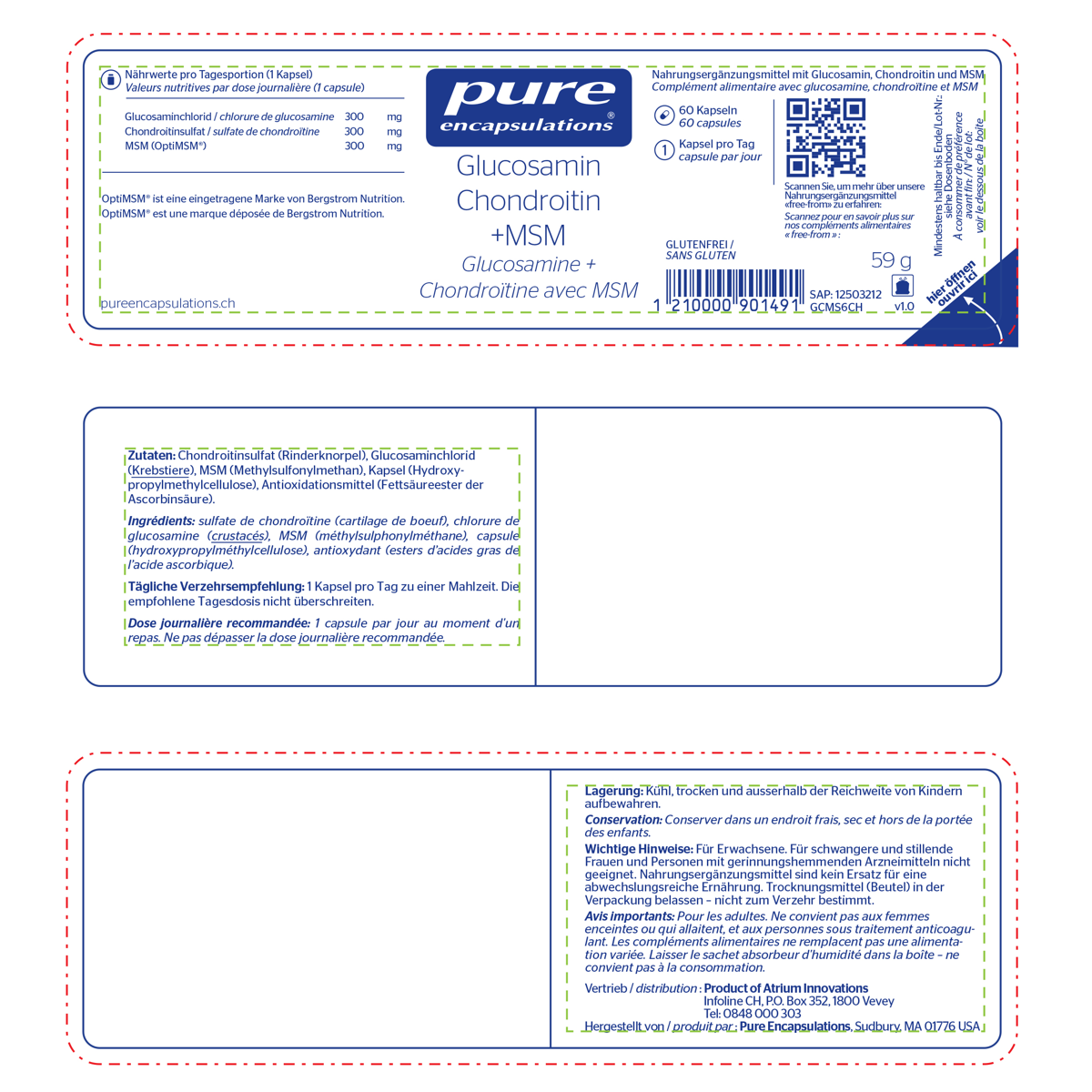 Pure Glucosamin Chondroitin Kapseln 60 Stück