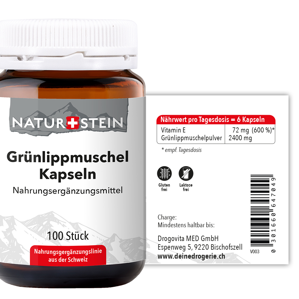 Naturstein Grünlippmuschel Kapseln 100 Stück