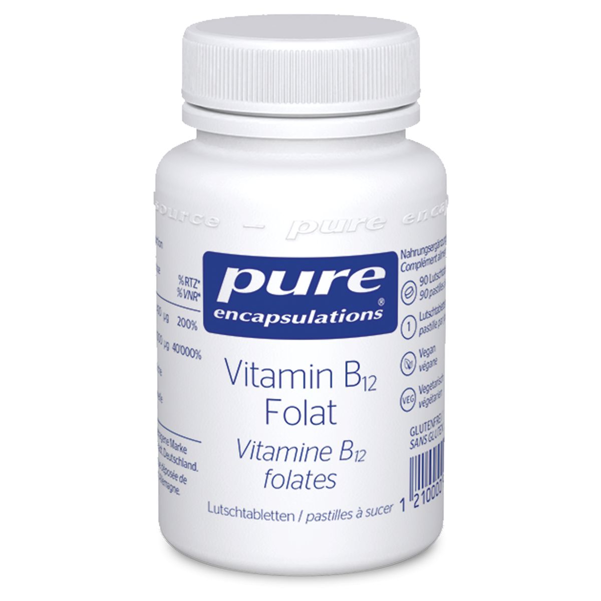 Pure Vitamin B12 Folat Lutschtabletten Dose 90 Stück