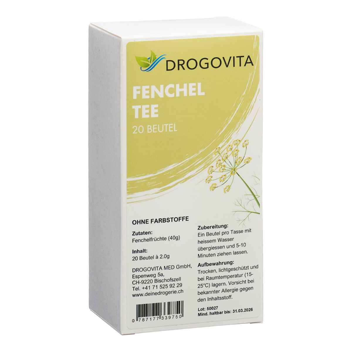 DROGOVITA Fenchel Tee Beutel 20 Stück