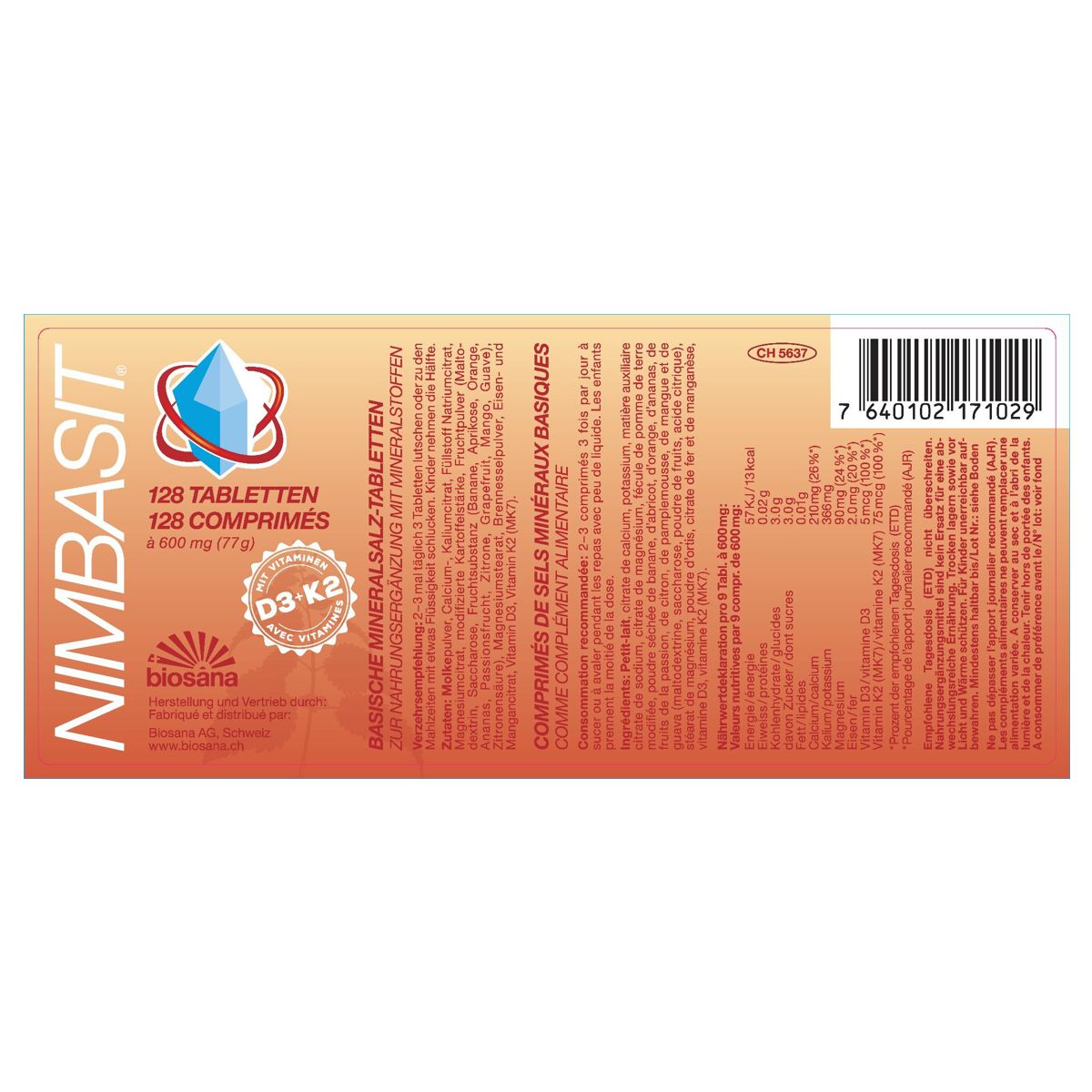 Biosana Nimbasit Mineralsalz Tabletten 128 Stück