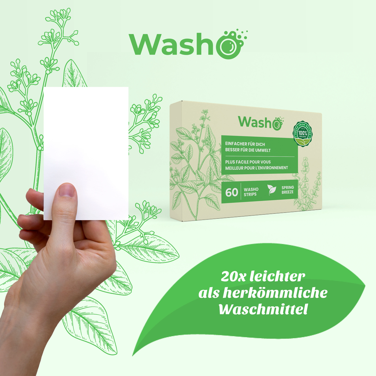 Washo Waschstreifen ohne Duft Box 60 Stück