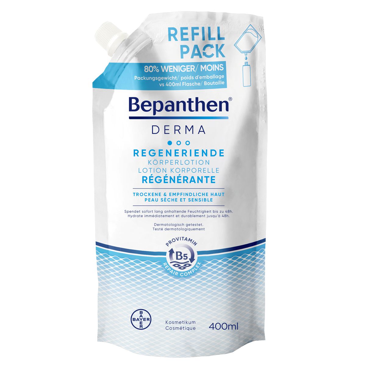 Bepanthen Derma regenerierende Körperlotion Nachfüllbeutel 400 ml