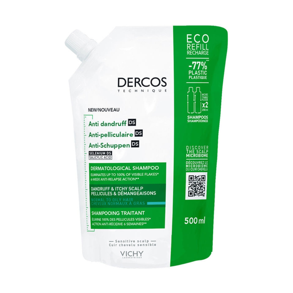 Vichy Dercos Anti dandruff DS Shampoo fettige Haare refill 500 ml