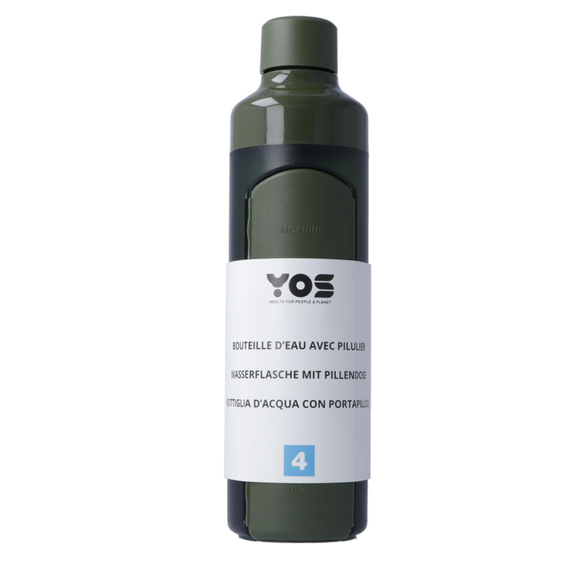 YOS Wasserflasche Grün 375 ml mit Tagesdispenser