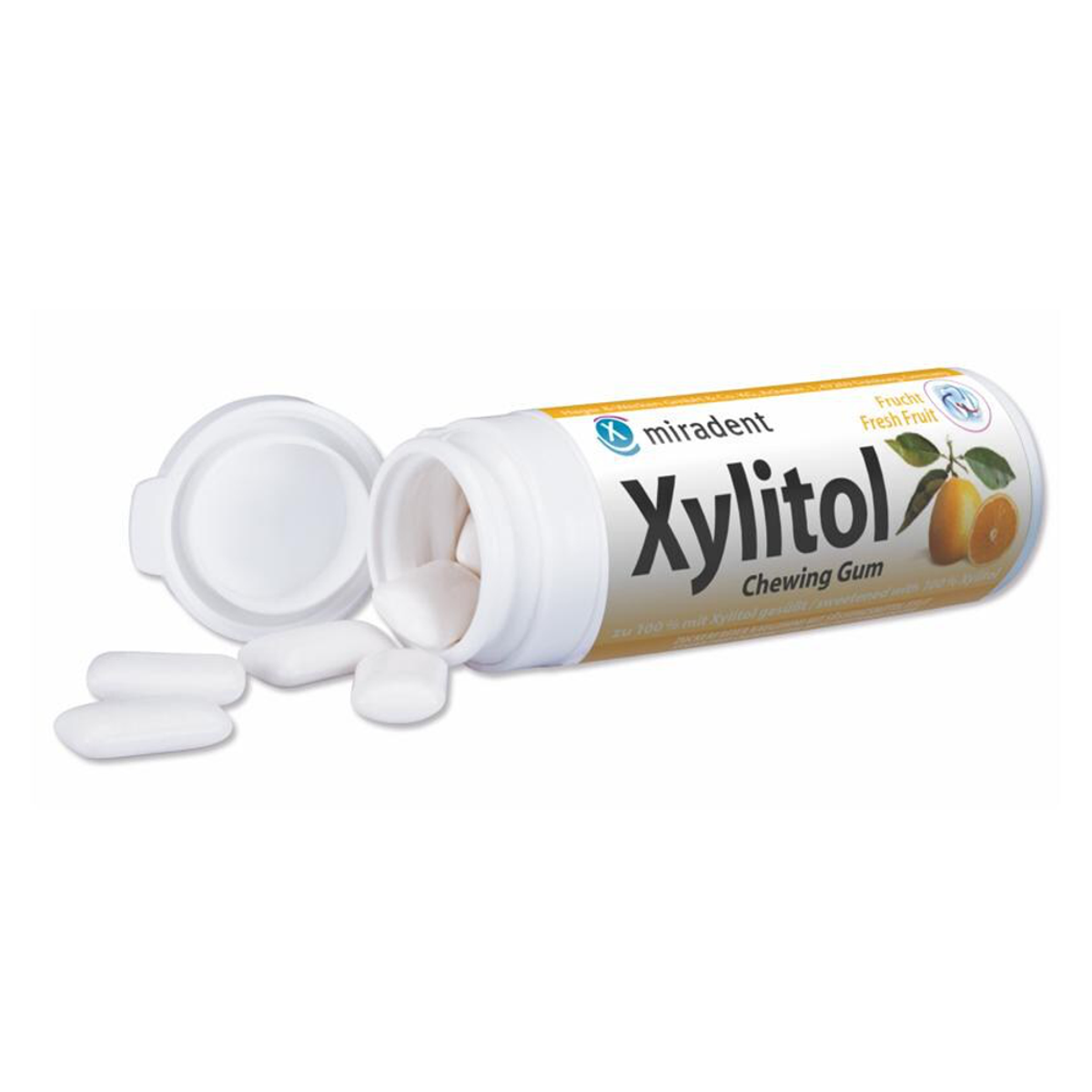 MIRADENT Xylitol Kaugummi Frucht Dose 30 Stück