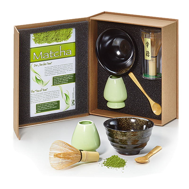 Matcha Set 82476 Danny Keramik- 4 teilig Schale, Löffel, Matchabesen und -Halter