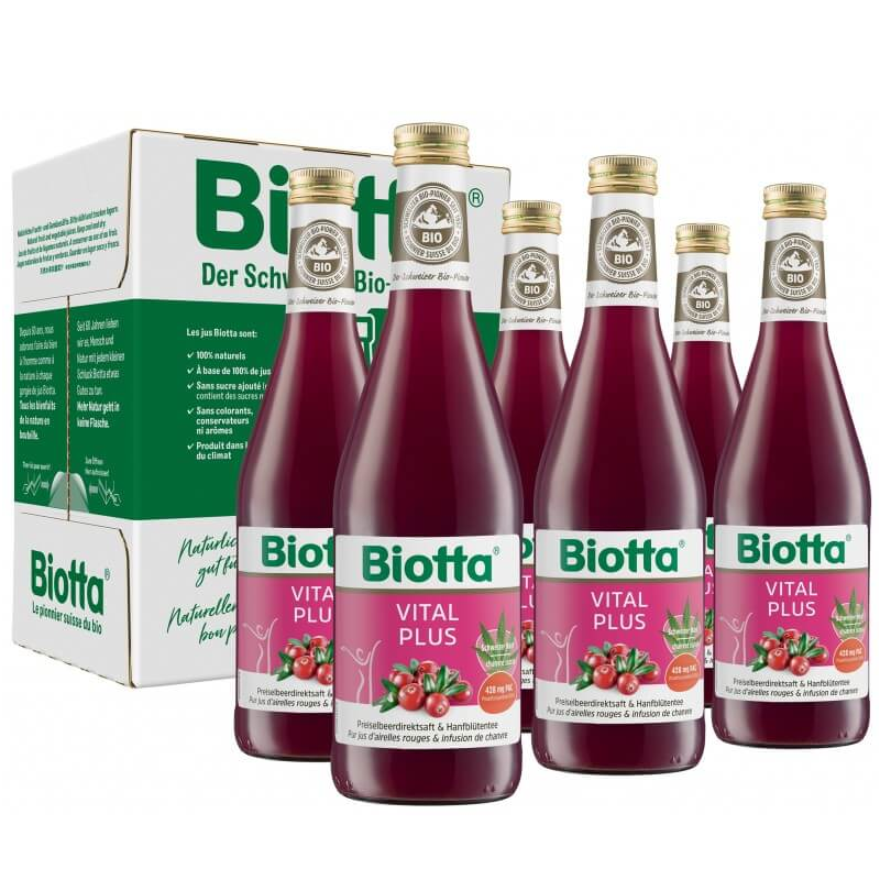 Biotta Vital Plus Preiselbeere & Hanf Bio 6 fl 5 dl