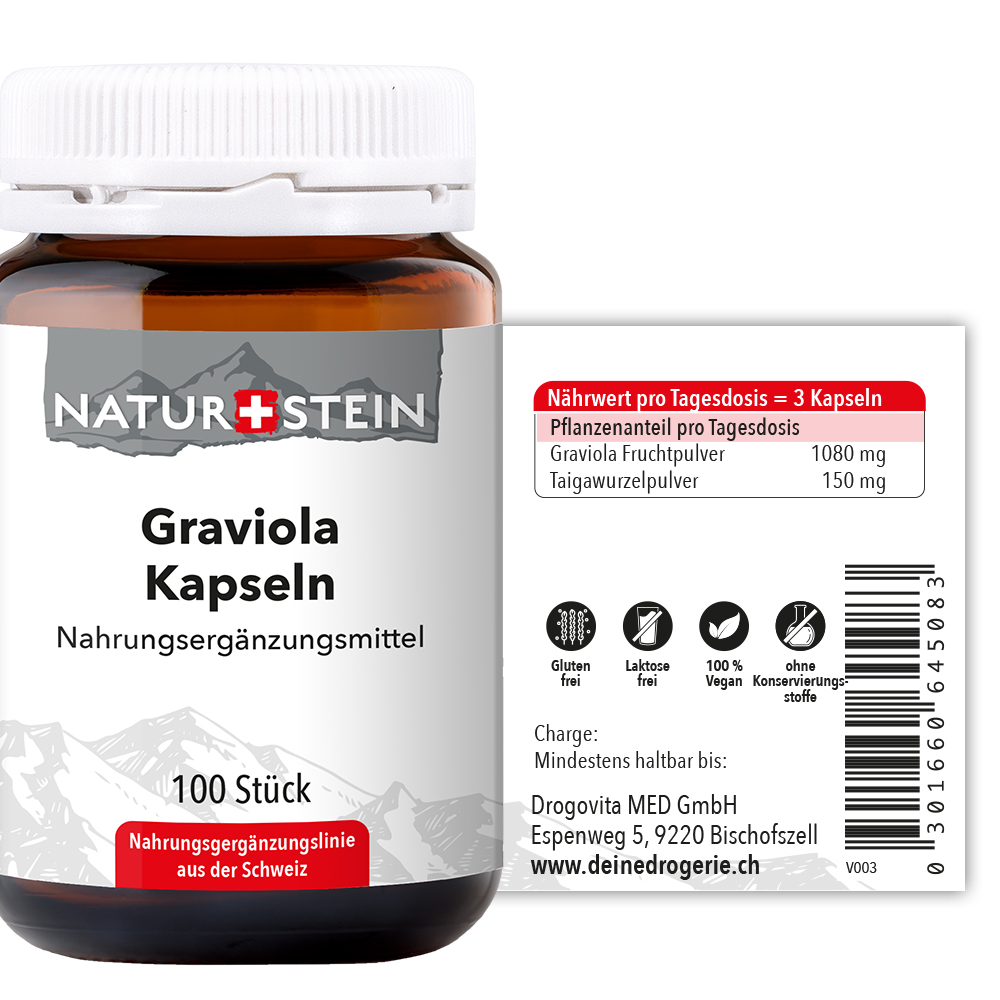 Naturstein Graviola Kapseln 100 Stück