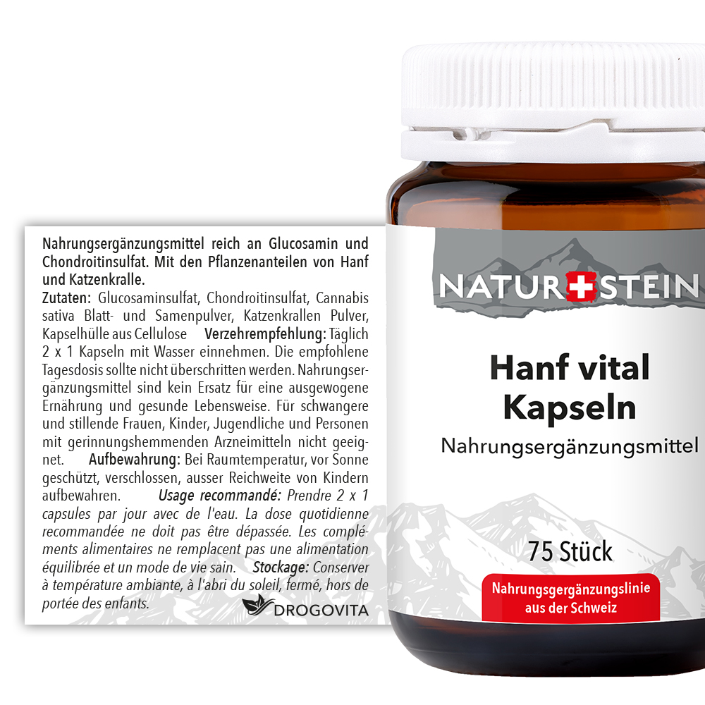 Naturstein Hanf Vital Kapseln 75 Stück