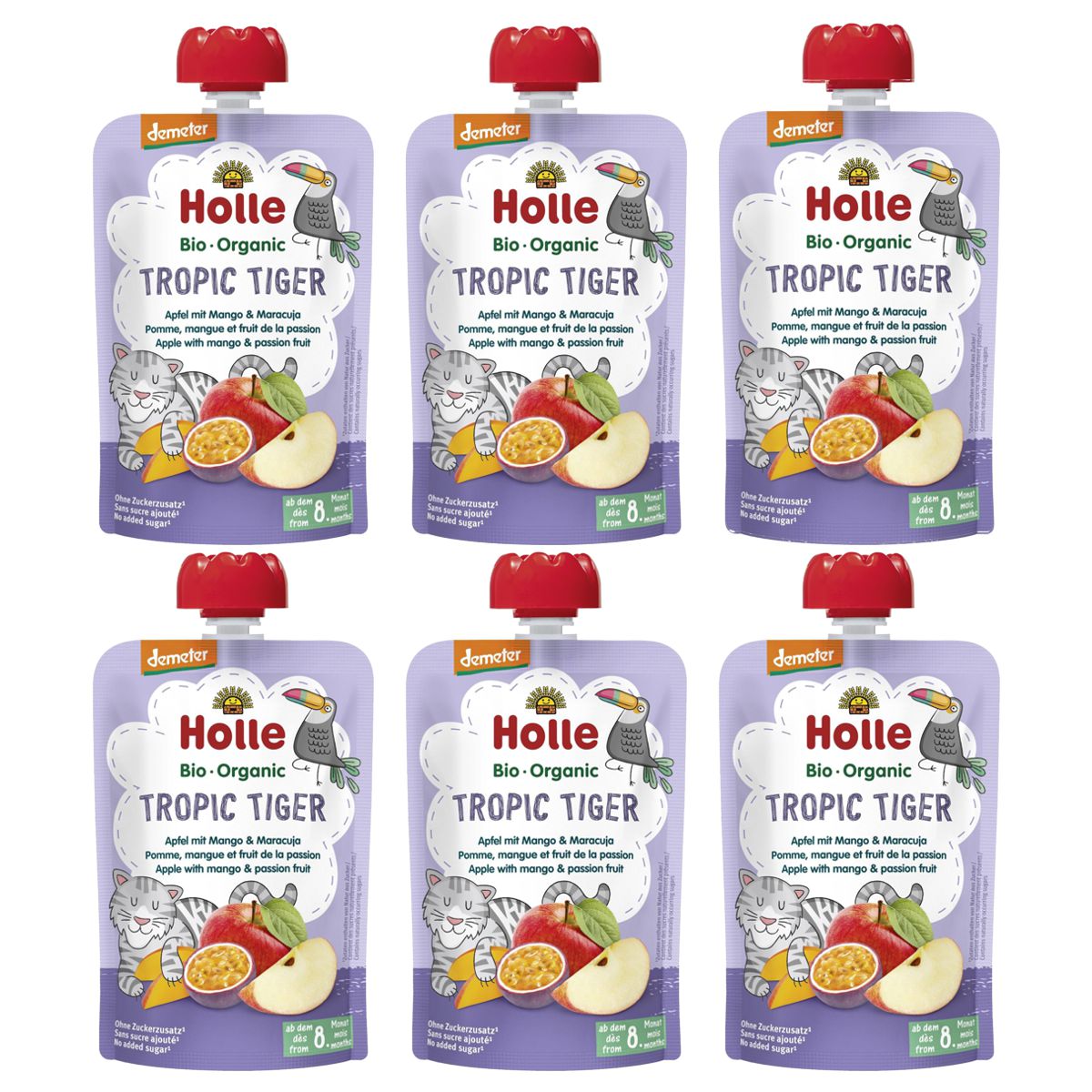 Holle Tropic Tiger Pouchy Apfel Mango Maracuja 6x 100 g