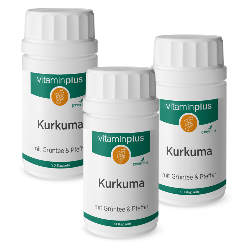 Vitaminplus Kurkuma mit Pfeffer Kapseln 3x 90 Stück