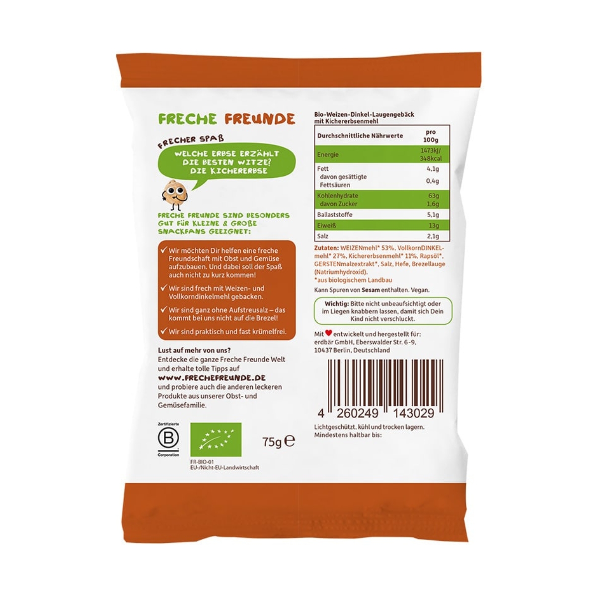 Freche Freunde Brezeln mit Kichererbsen 75 g