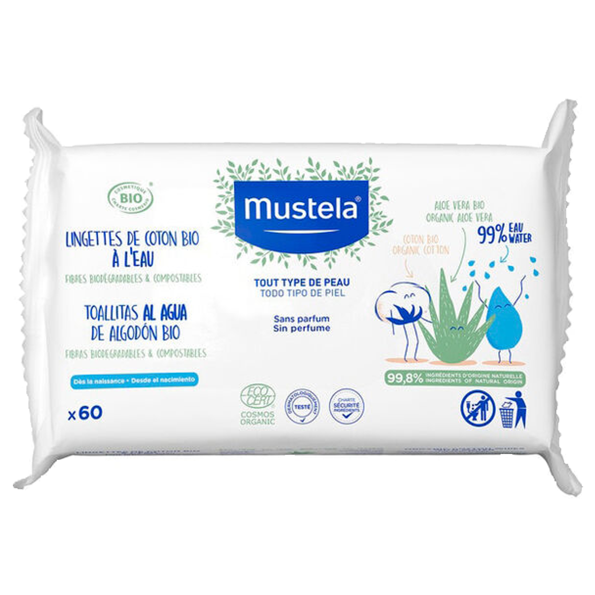 Mustela Reinigungstücher Wasser Bio 60 Stk