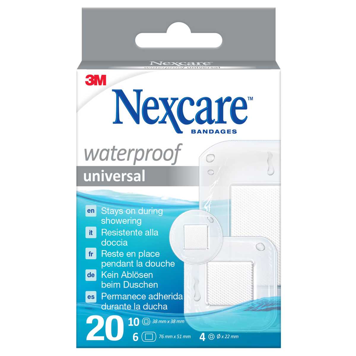 3M NEXCARE Waterproof Universal Pflaster, assortiert, 20 Stück