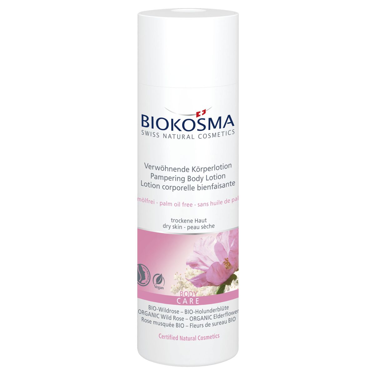 BIOKOSMA Verwöhnende Körperlotion BIO-Wildrose Holunderblüte 200 ml