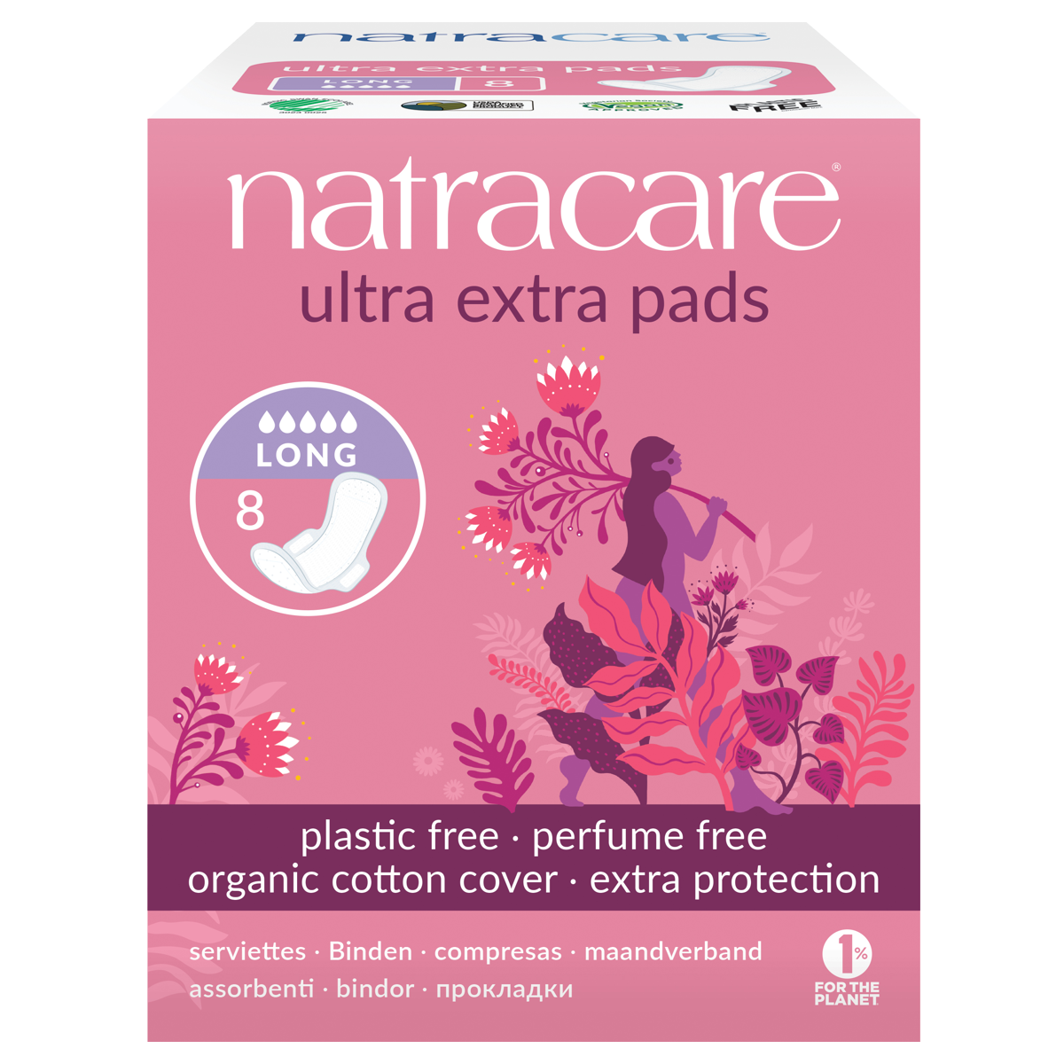 Natracare Damenbinden Flügel ultra extra lang 8 Stück