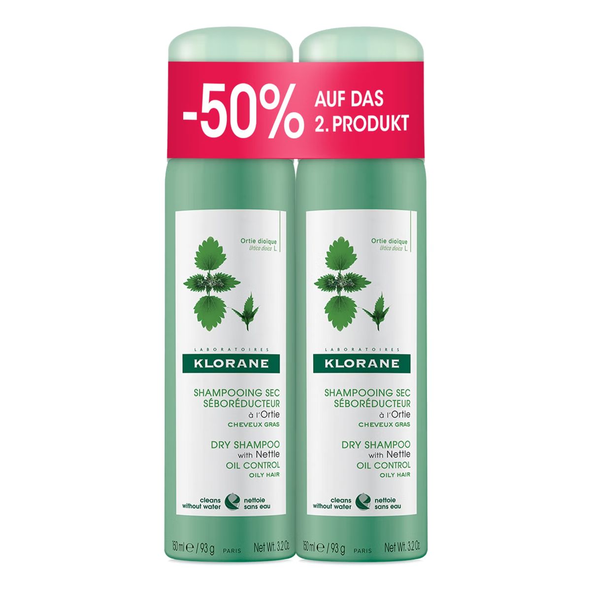 Klorane Trockenshampoo Brennnessel Spray Duo 150 ml