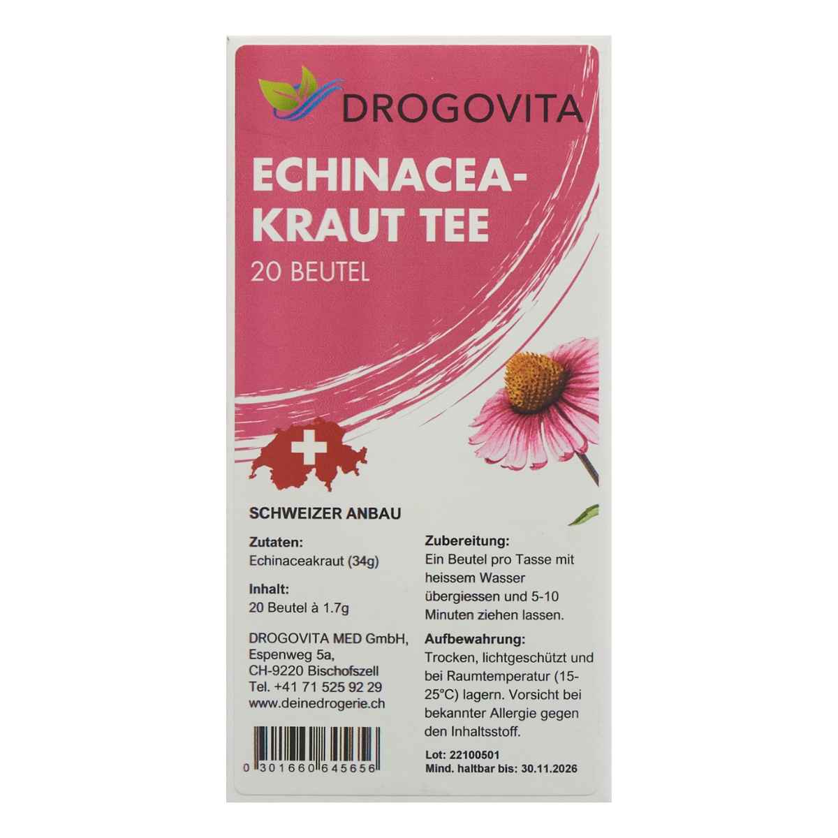 DROGOVITA Echinacea Tee Beutel 20 Stück