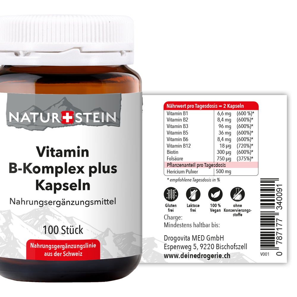 Naturstein Vitamin B Komplex plus Kapseln 100 Stück