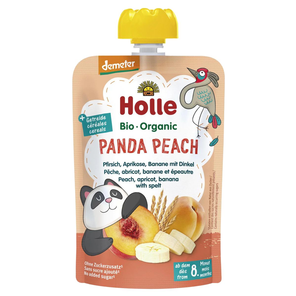 Holle Panda Peach Pouchy Pfirsich Aprikose Banane und Dinkel 6x 100 g