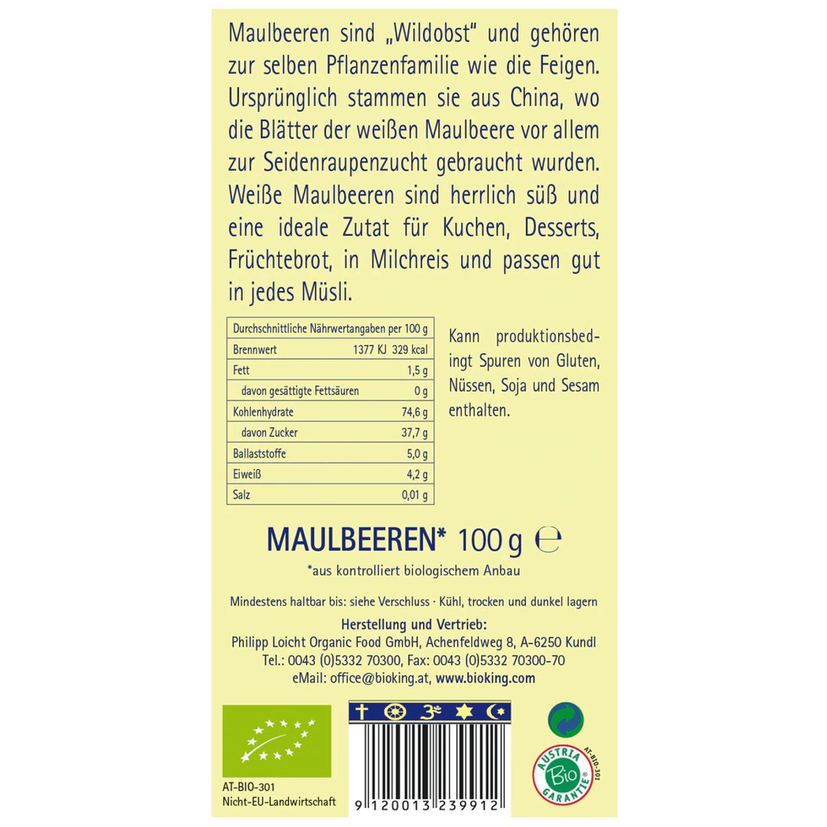 Bioking Weisse Maulbeeren 100 g