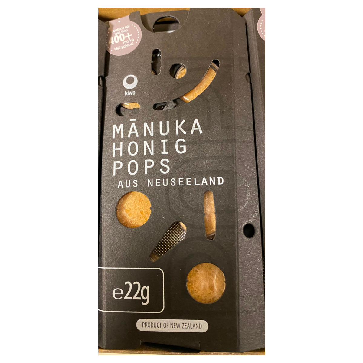 Manuka Honig Pops MG400+ schwarz 22 g