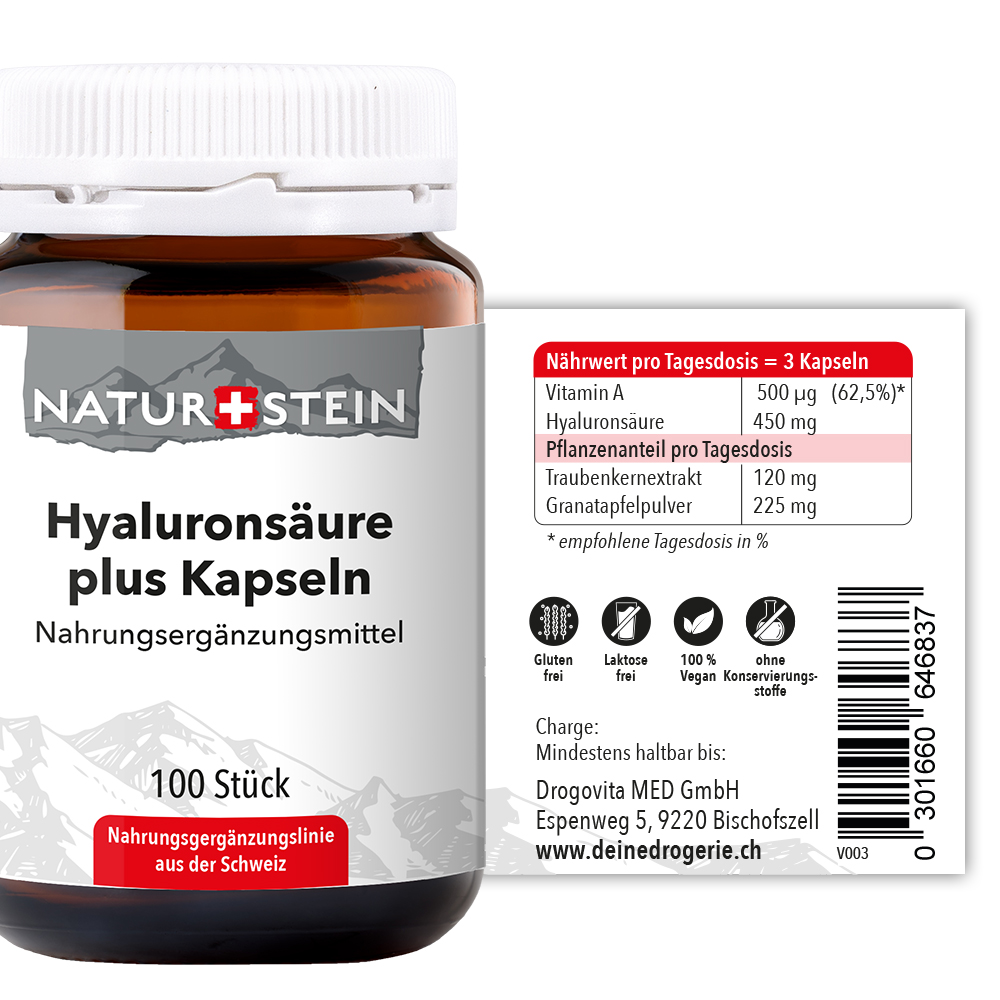 Naturstein Hyaluronsäure plus Kapseln 100 Stück