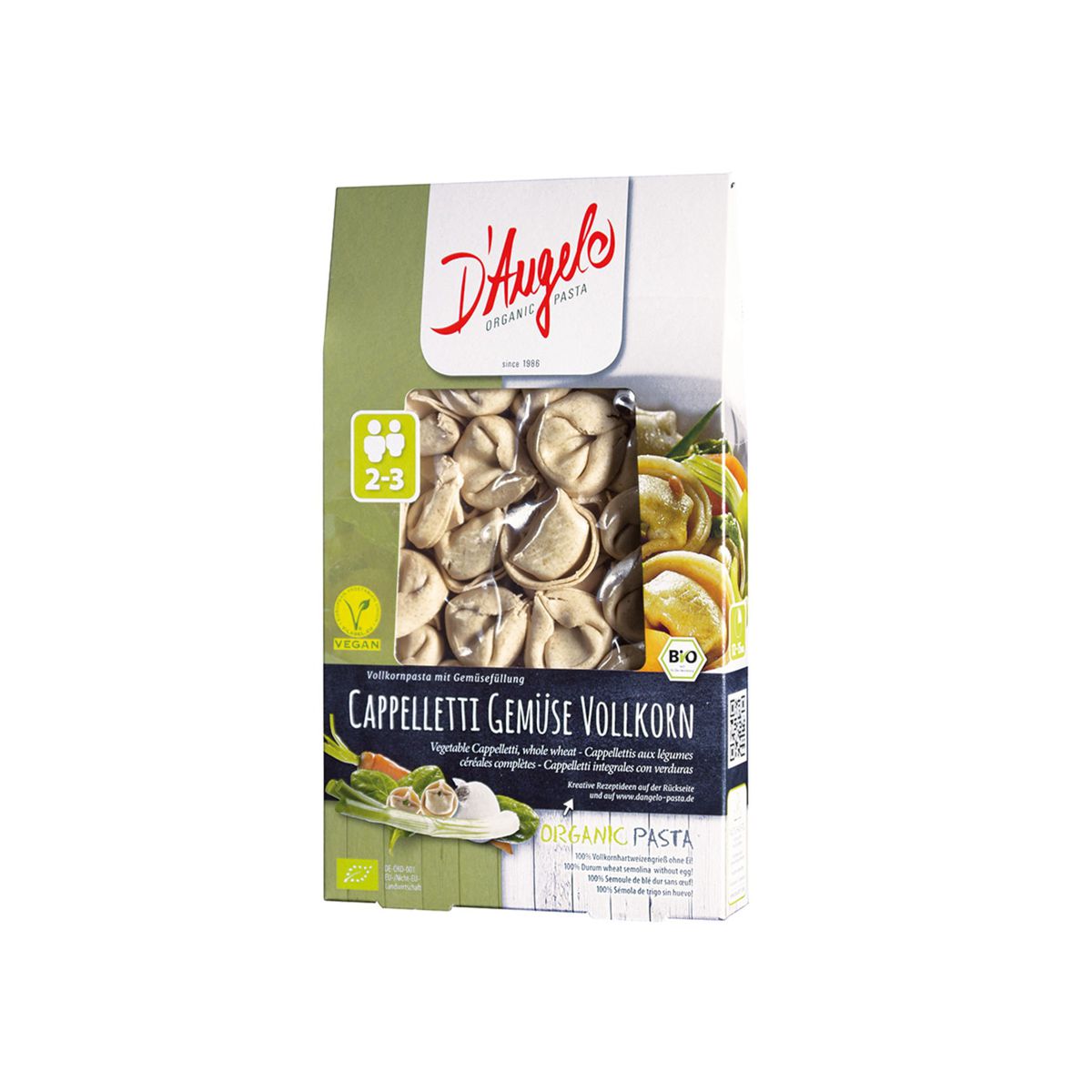 D`Angelo Pasta Cappellitti Gemüse Vollkorn Bio 250 g