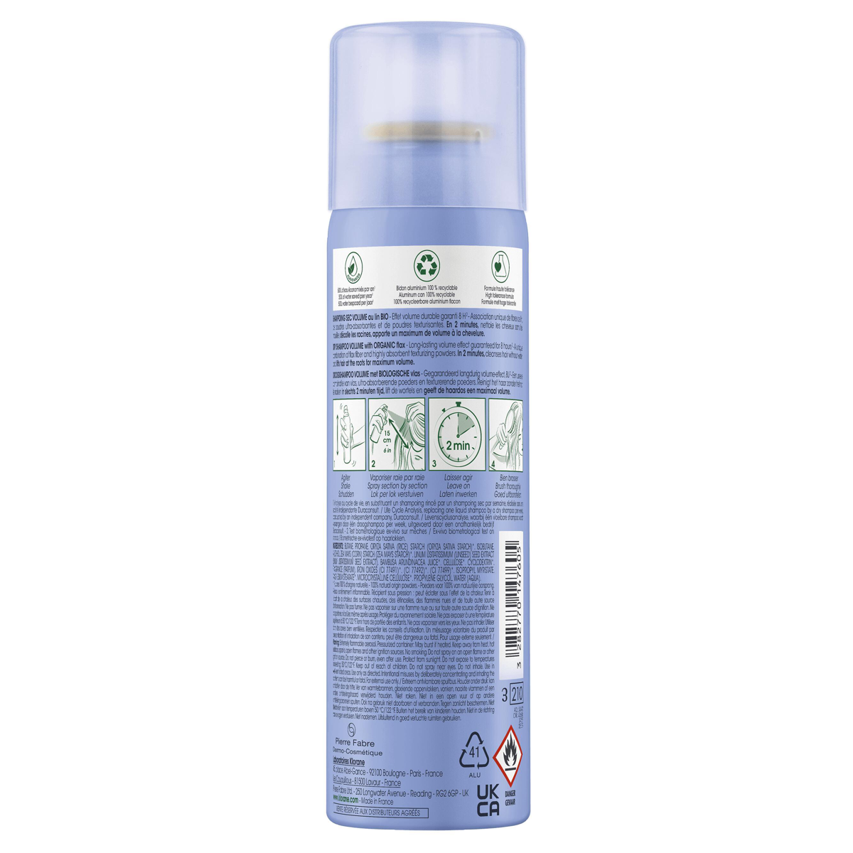 Klorane Trockenshampoo Leinen Spray 150 ml