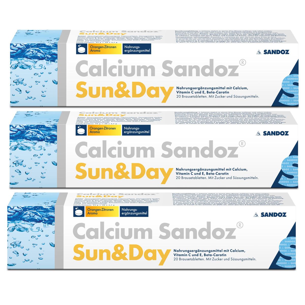 Calcium Sandoz Sun & Day Brausetabletten 3x 20 Stück