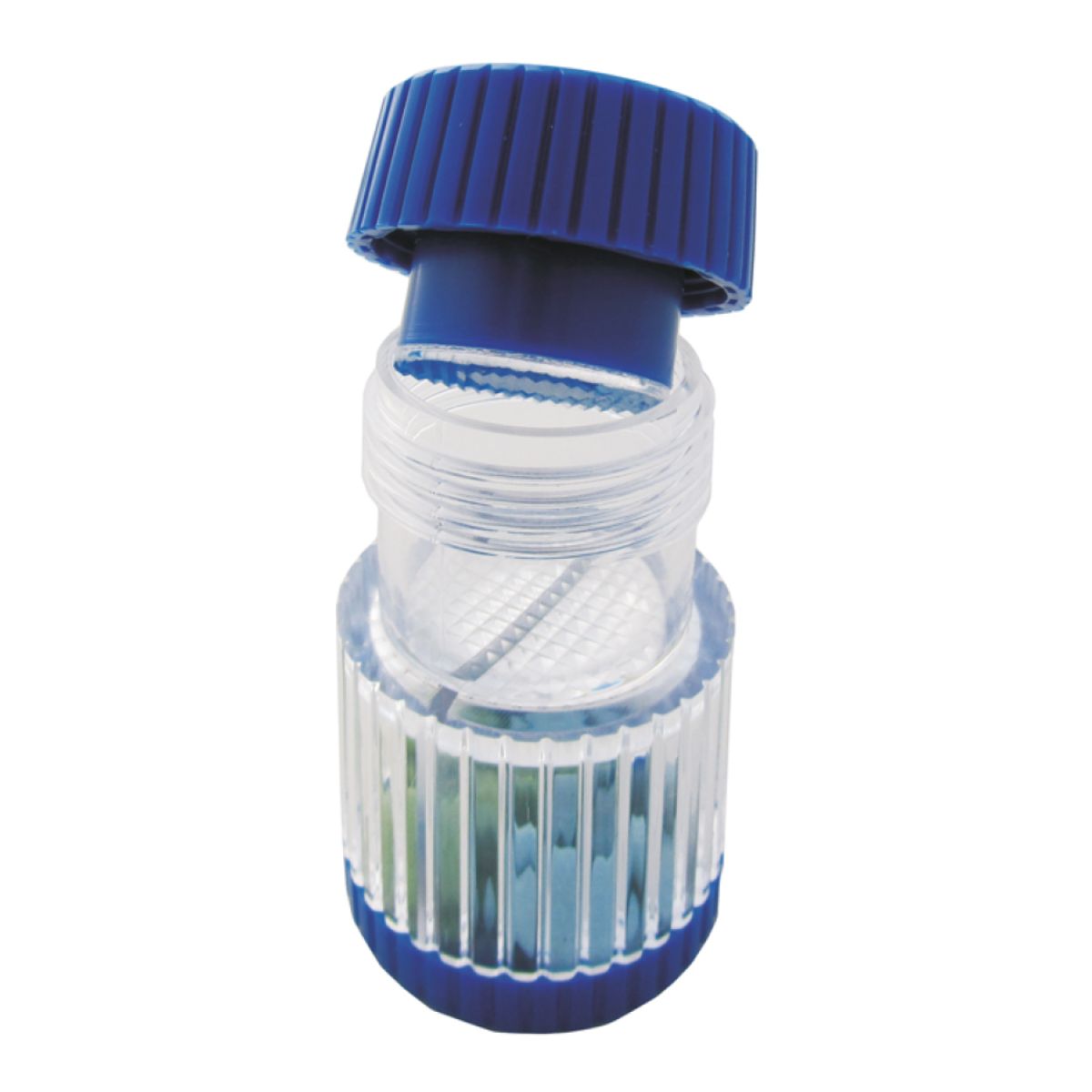 SUNDO Tablettenmörser mit Schraubdeckel blau-transparent