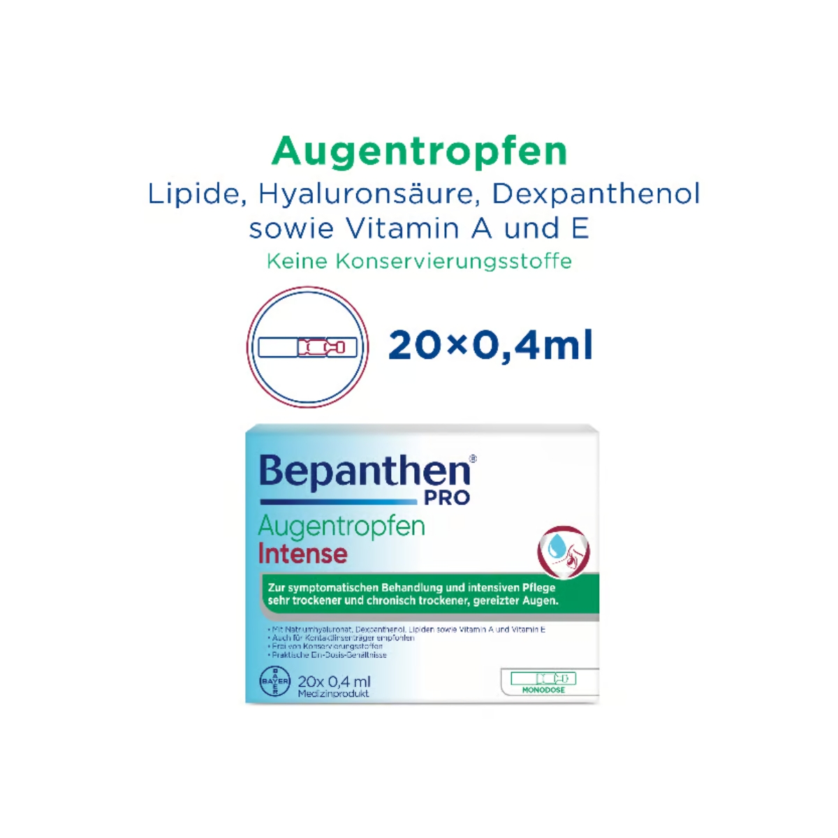 Bepanthen Pro Augentropfen Intense Monodosen 20 x 0.4 ml