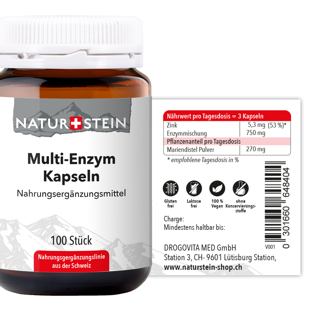 Naturstein Multi- Enzym Kapseln 100 Stück