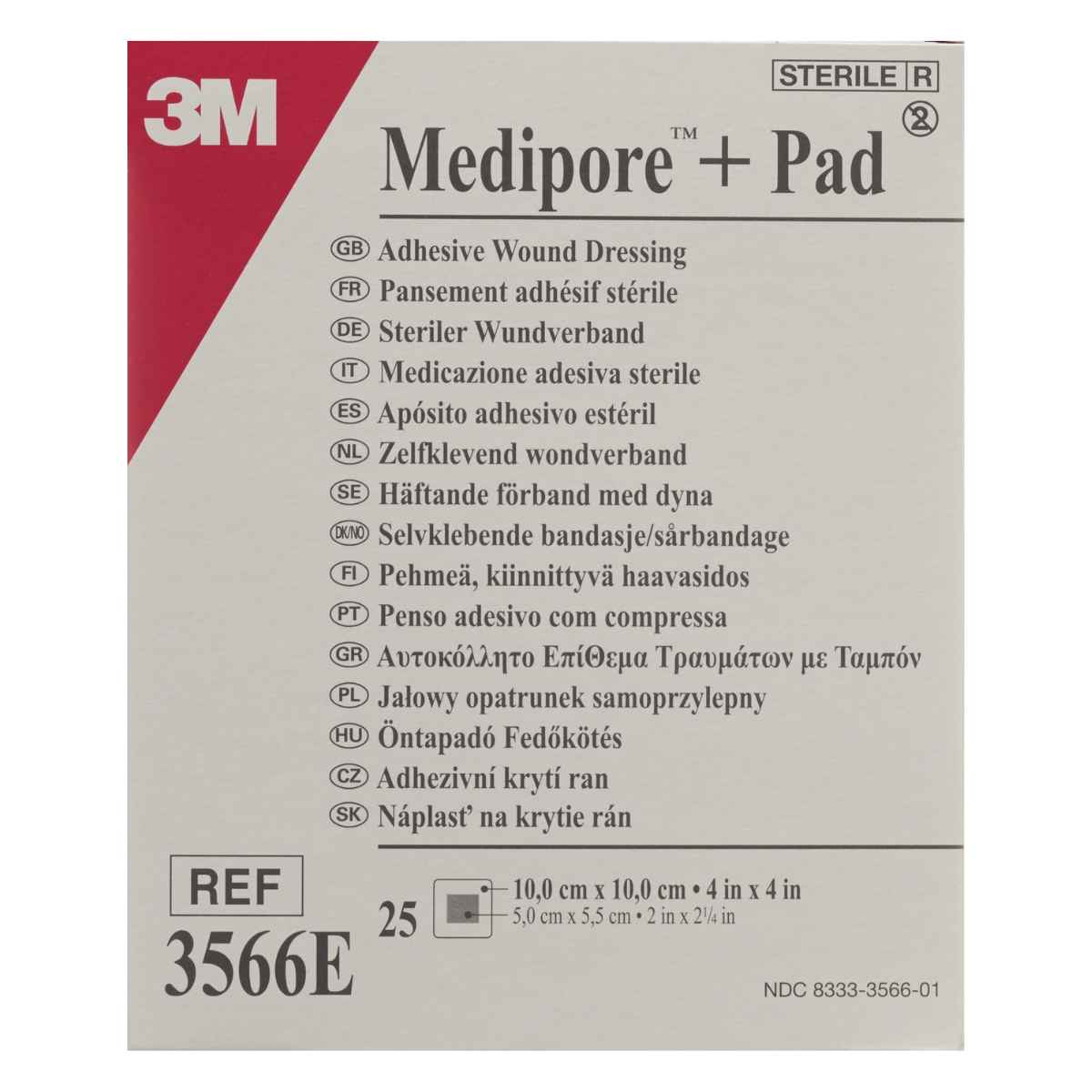 3M MEDIPORE+PAD 10x10cm Wundkissen 5x5.5cm 25 Stück