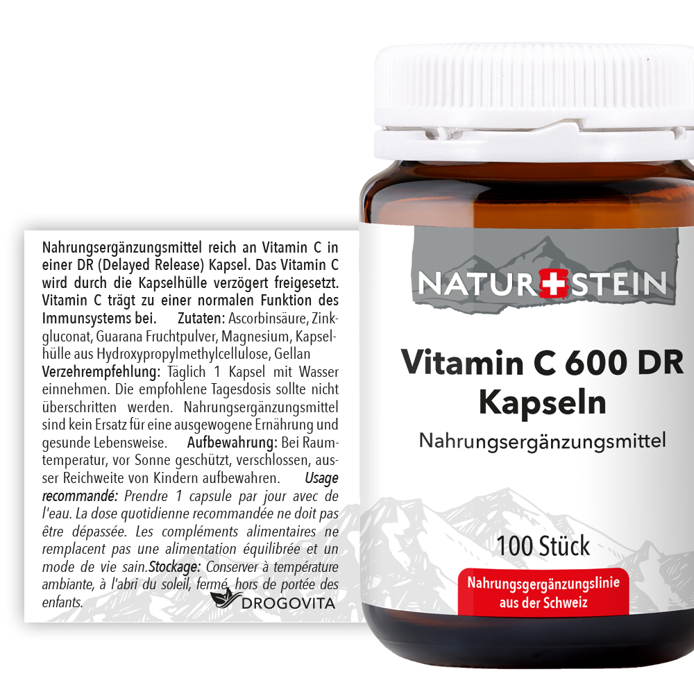 Naturstein Vitamin C 600 DR Kapseln 100 Stück