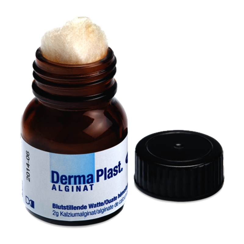 DERMAPLAST ALGINAT Blutstillende Watte Glas 2 g