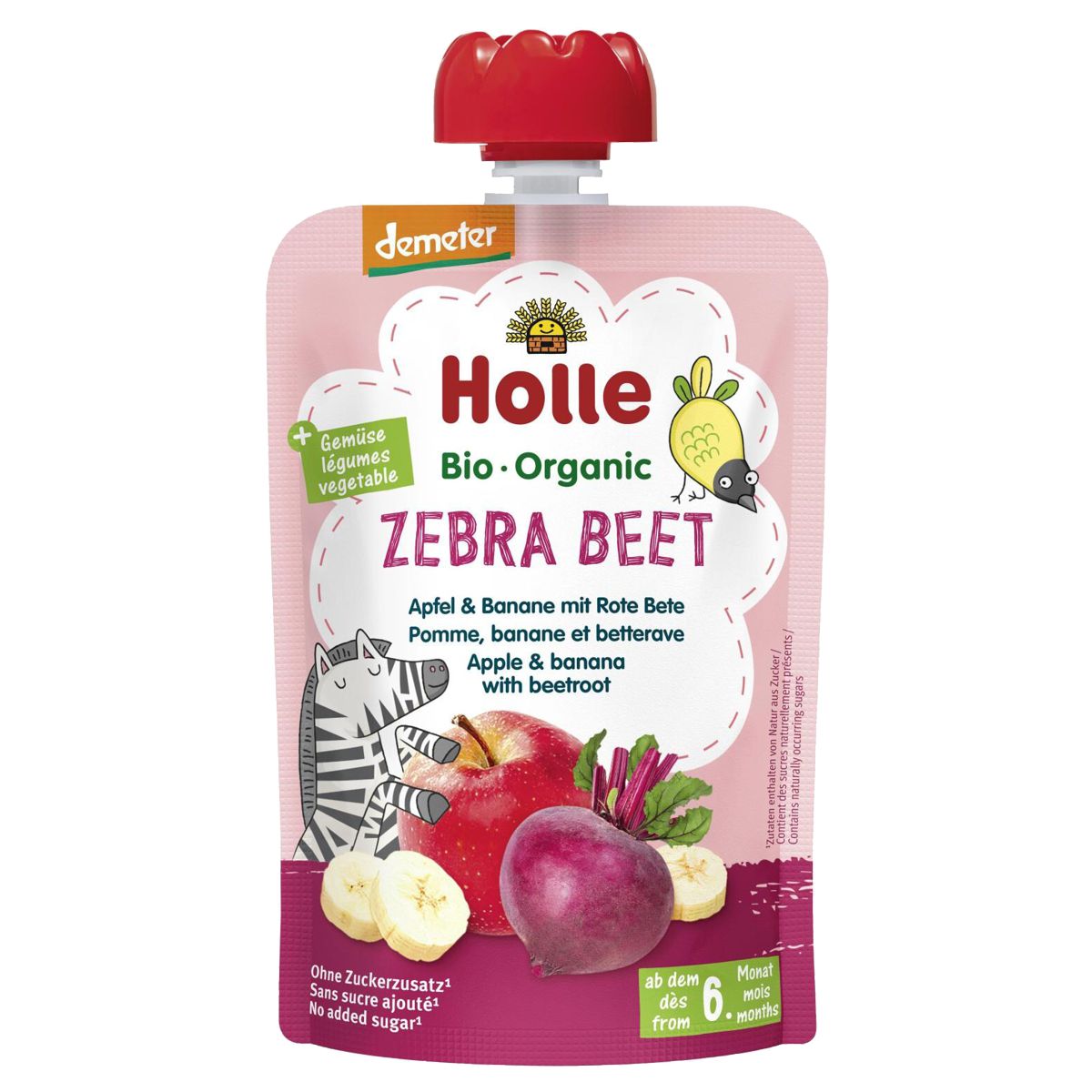 Holle Zebra Beet Pouchy Apfel Babane rote Beete 6x 100 g