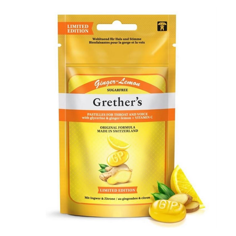 Grethers Ginger Lemon Vitamin C Pastillen ohne Zucker 75 g