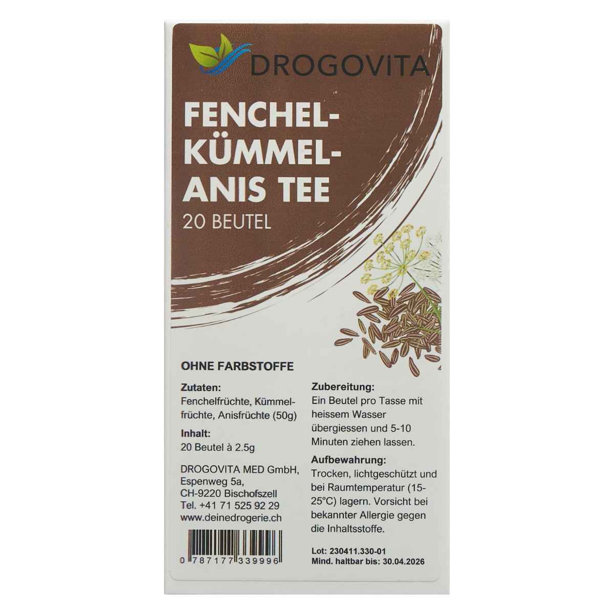 DROGOVITA Fenchel-Kümmel-Anis Tee Beutel 20 Stück