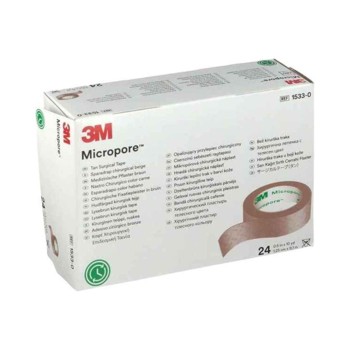 3M MICROPORE Rollenpflaster ohne Dispenser 12mmx9.14m hf 24 Stück