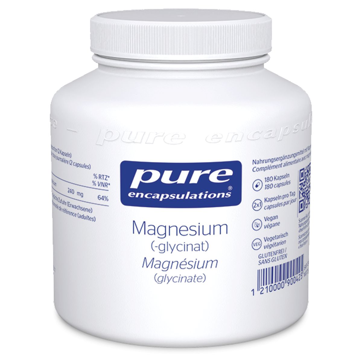 Pure Magnesium Glycinat Kapseln Dose 180 Stück