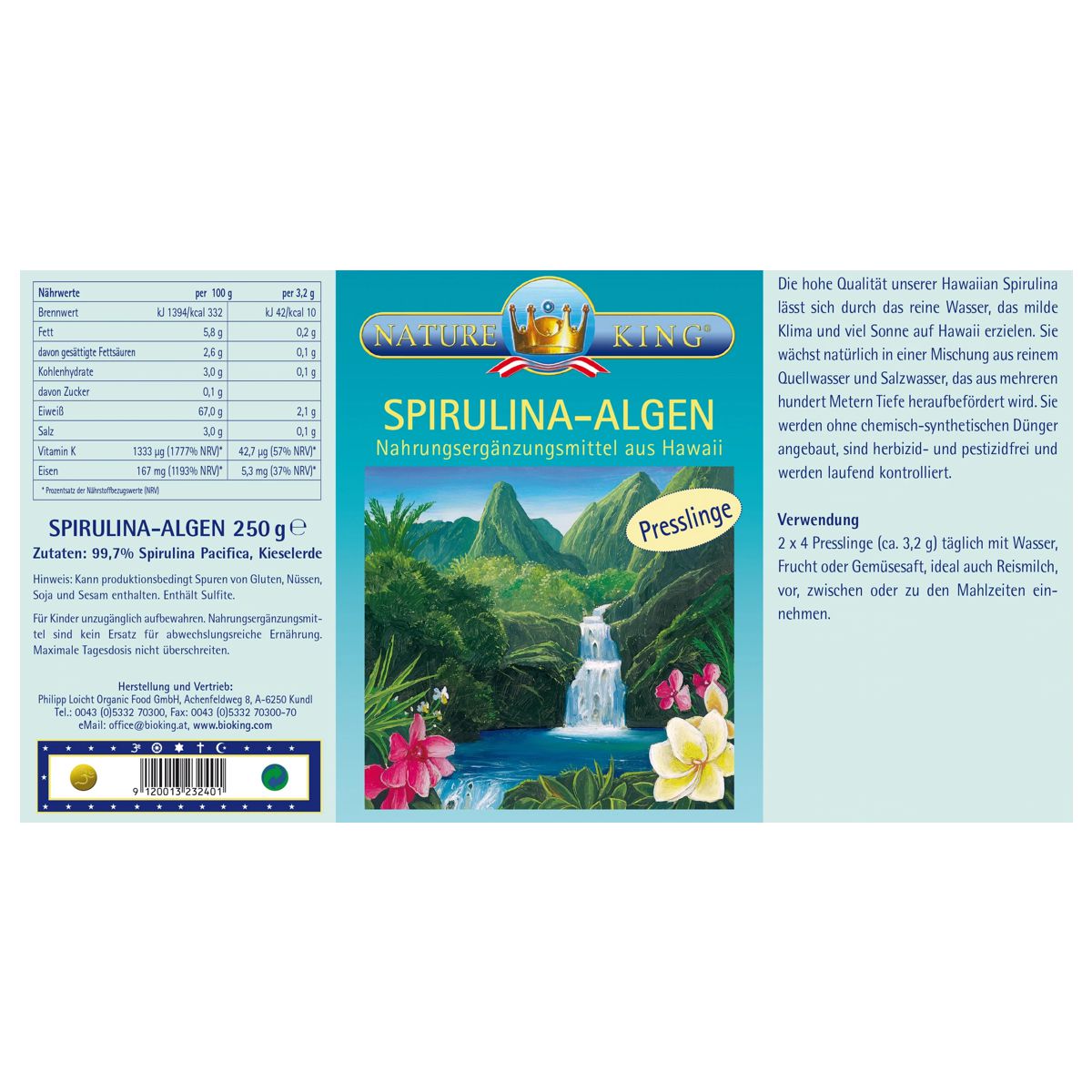 Bioking Spirulina Presslinge Hawaii Ds 250 g