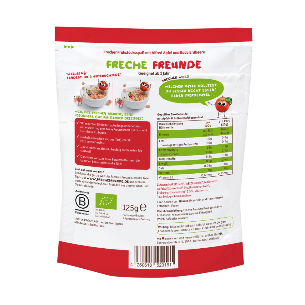 Freche Freunde Frühstücks-Kringel Apfel & Erdbeere 125 g