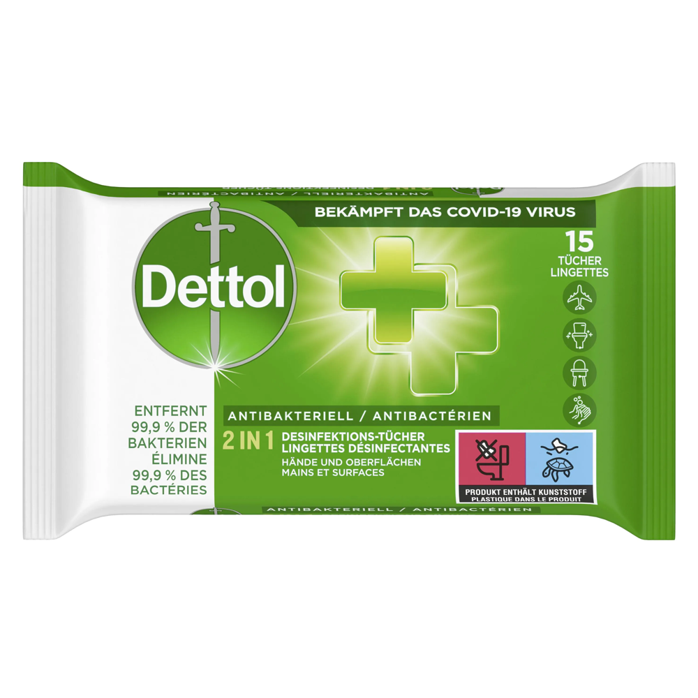 DETTOL 2in1 Desinfektions-Tücher 15 Stück