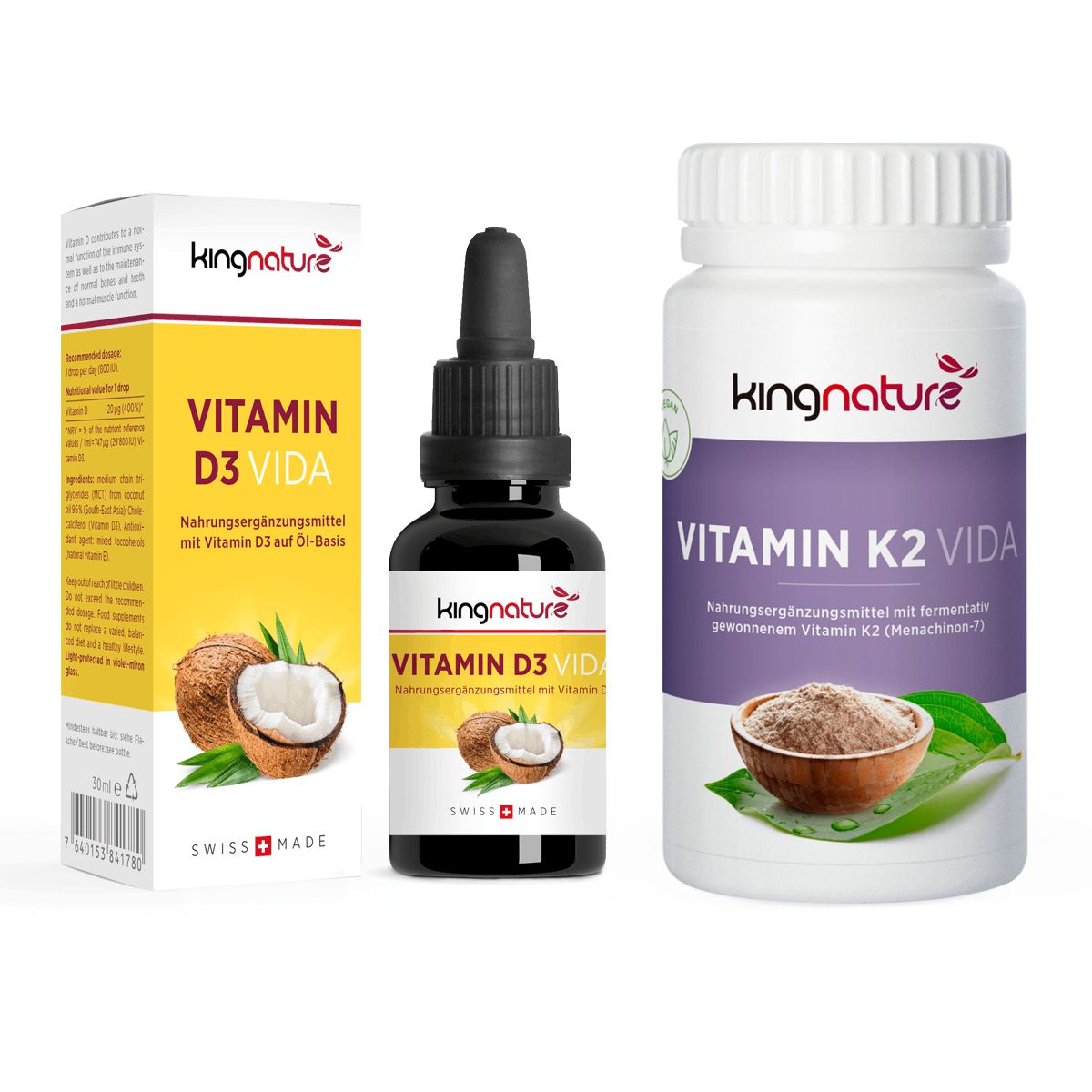 Kingnature Vitamin D3 & Vitamin K2 Set